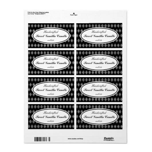 Zwart kant zakelijke labels (Full Sheet)