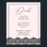 Zwart Kanten Roze Bachelorette Drank- of Barmenu Poster<br><div class="desc">Zwart Kanten Roze Bachelorette Drank- of Barmenubord</div>