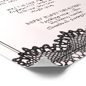 Zwart Kanten Roze Bruidsfeest Drink of Bar Menu Poster (Hoek)