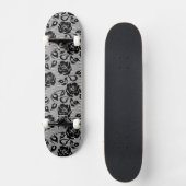 Zwart kantpatroon op witte achtergrond skateboard (Voorkant)