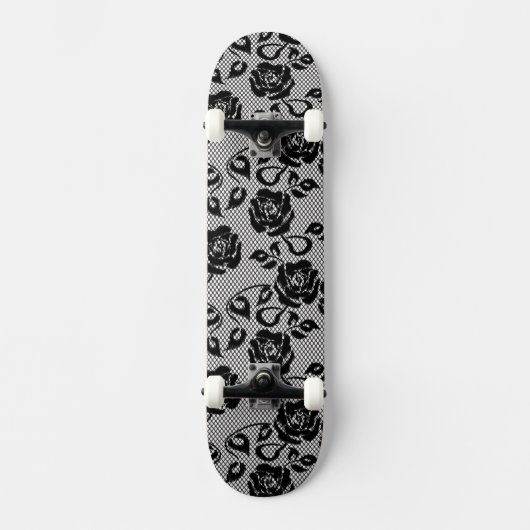 Zwart kantpatroon op witte achtergrond skateboard (Voorkant)