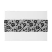 Zwart kantpatroon op witte achtergrond uitnodigingen wikkel (Achterkant Voorbeeld)