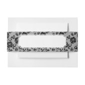 Zwart kantpatroon op witte achtergrond uitnodigingen wikkel (Voorkant Voorbeeld)