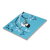 Zwart kapotte cichorei op boomtak tegeltje (Zijkant)