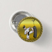 Zwart karaat man dat een zwarte trainingstas schop ronde button 3,2 cm (Voorkant /achterkant)