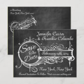  zwart karton bespaart de datum aankondigingskaart (Voorkant / Achterkant)