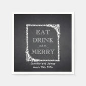 Zwart karton eet, Drink en trouwdag Servetten (Voorkant)