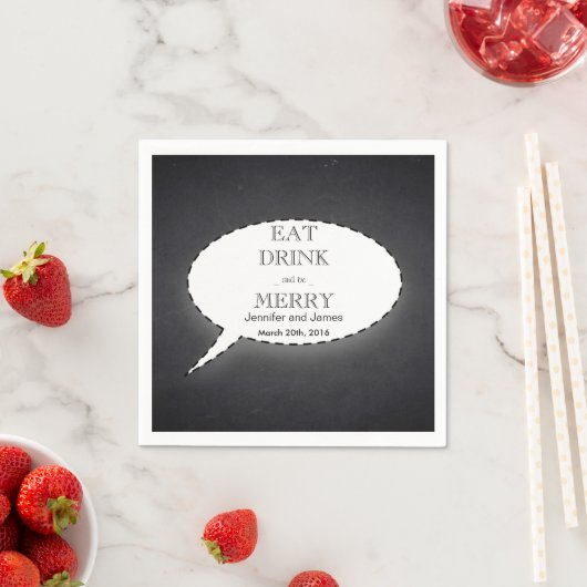 Zwart karton eet, Drink en trouwdag Servetten (Insitu)