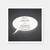 Zwart karton eet, Drink en trouwdag Servetten (Voorkant)