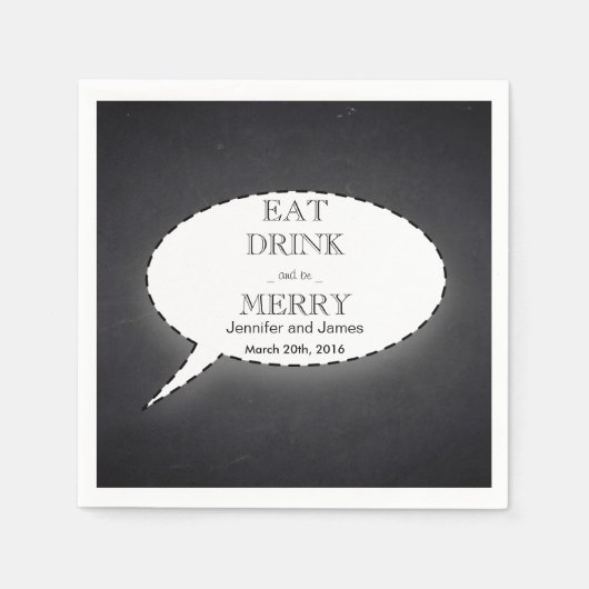 Zwart karton eet, Drink en trouwdag Servetten (Voorkant)