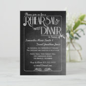 Zwart karton Elegant repetitief diner Invite Kaart (Staand voorkant)