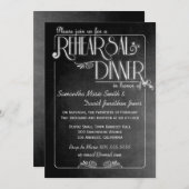 Zwart karton Elegant repetitief diner Invite Kaart (Voorkant / Achterkant)