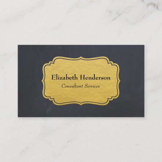 Zwart karton met Faux Gold Foil-etiket Visitekaartje (Voorkant)