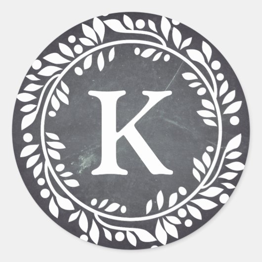  zwart karton Monogram Wreater Ronde Sticker (Voorkant)