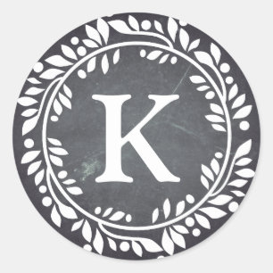 zwart karton Monogram Wreater Ronde Sticker