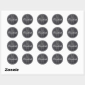Zwart karton Naam Monogram Envelopzegel Ronde Sticker (Vel)