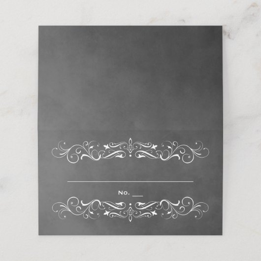  zwart karton Vlourish Wedding Plaatskaartje (Buitenkant ongevouwen)