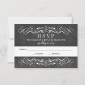  zwart karton Vlourish Wedding RSVP Kaartje (Voorkant)