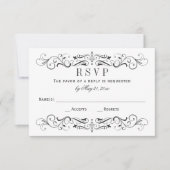  zwart karton Vlourish Wedding RSVP Kaartje (Voorkant)