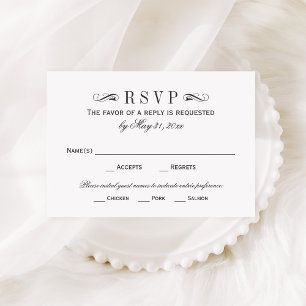 zwart karton Vlourish Wedding RSVP Kaartje