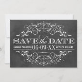  zwart karton Vlourish Wedding Save The Date (Voorkant)