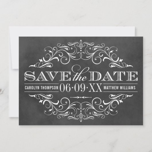  zwart karton Vlourish Wedding Save The Date (Voorkant)