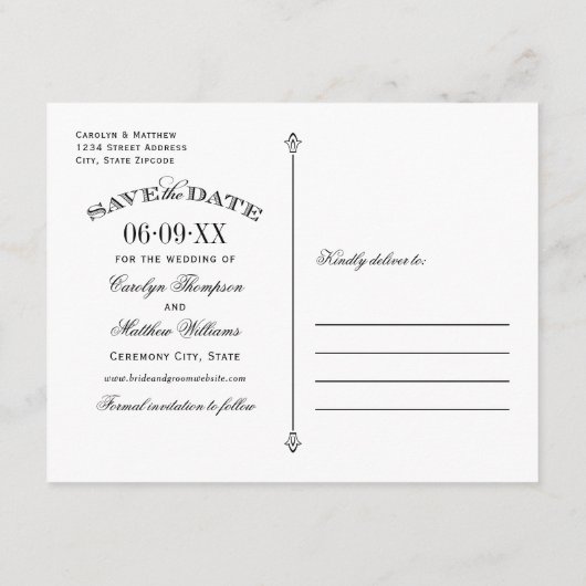 zwart karton Vlourish Wedding Save The Date (Achterkant)