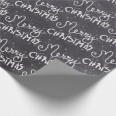 Zwart karton wit script kerst cadeaupapier (Hoek)