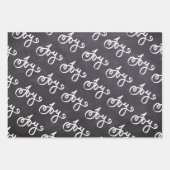 Zwart karton wit script kerst inpakpapier vel (Voorkant 3)