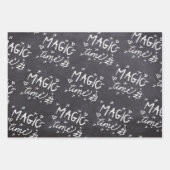 Zwart karton wit script kerst inpakpapier vel (Voorkant 2)