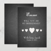 Zwart karton zal je mijn Bridesmaid zijn Kaart (Voorkant / Achterkant)