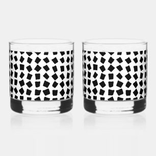 Zwart kasseisteen stijl print whisky glas