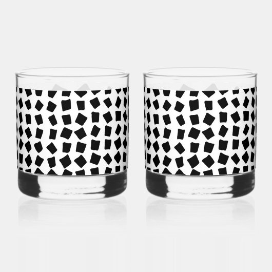 Zwart kasseisteen stijl print whisky glas (Rechts)