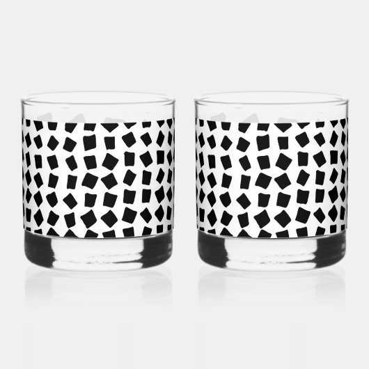 Zwart kasseisteen stijl print whisky glas (Links)