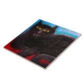 Zwart Kat Abstract Pastel Schilderij Tegeltje (Zijkant)