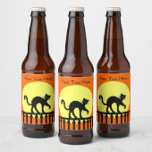 Zwart kat achteraan op Fence Moon, helder Sinaasap Bier Etiket (Flessen)