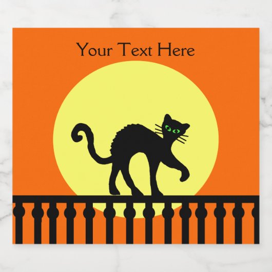 Zwart kat achteraan op Fence Moon, helder Sinaasap Bier Etiket (Enkel label)