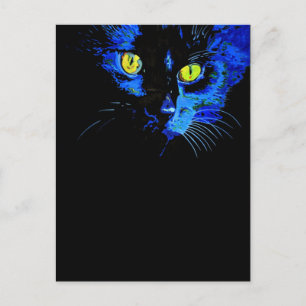 Zwart kat artistiek portret met opvallend geel E Briefkaart