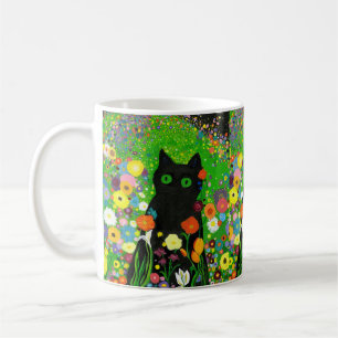 Zwart Kat Bloemen Mok
