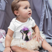 Zwart Kat bloemkroon zittend in roze rozen Romper