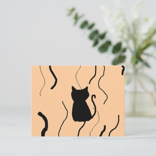 Zwart kat briefkaart (Staand voorkant)