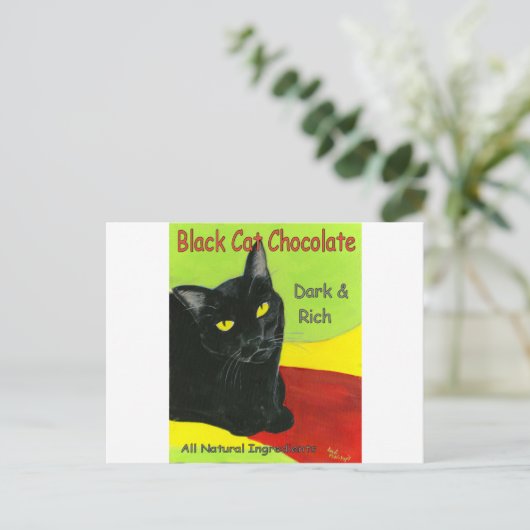 Zwart kat chocolade, donker en rijk briefkaart (Staand voorkant)