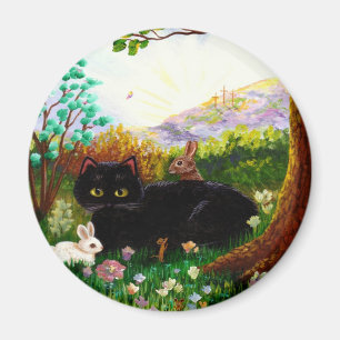 Zwart Kat Christelijk Kunst Schilderen Creationart Magneet