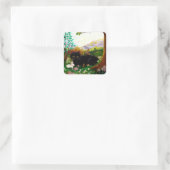 Zwart Kat Christelijk Kunst Schilderen Creationart Vierkante Sticker (Tas)