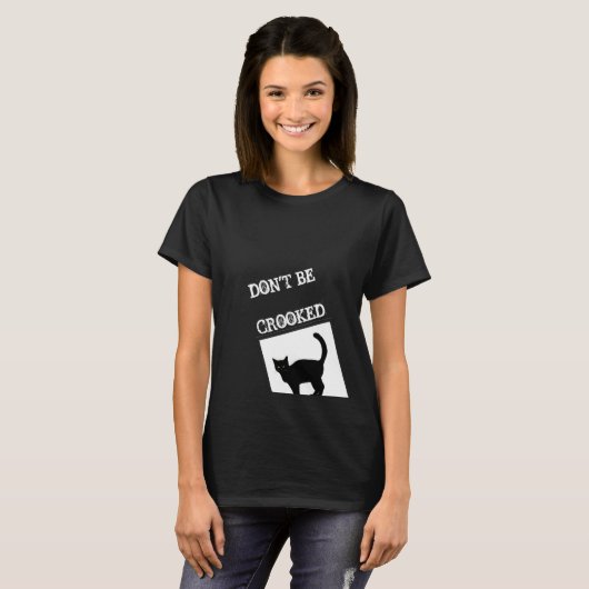 Zwart kat citeert zwart T-shirt voor vrouwen (Voorkant volledig)