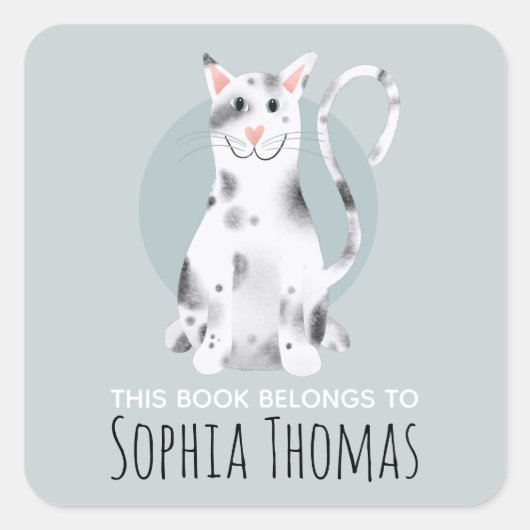 Zwart kat Dit boek draagt de naam Kinder kookplaat Vierkante Sticker (Voorkant)