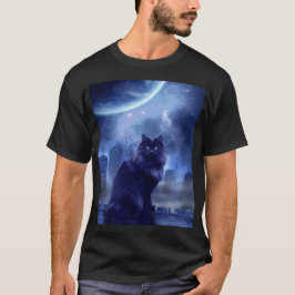 zwart kat en maanlicht voor mannen t-shirt