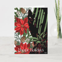 Zwart kat en Poinsettia ontwerp 