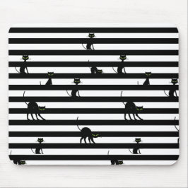 Zwart kat en strips kleur muismat