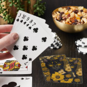 Zwart Kat Geel Ogen Bloemen #2 Pokerkaarten (Insitu)